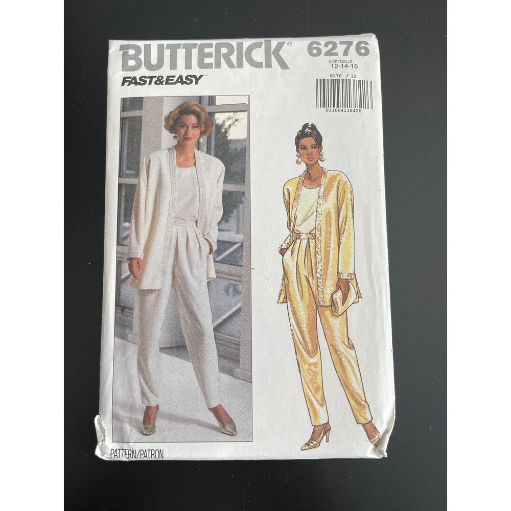 00468 - Butterick 6276 VTG Sewing Pattern Womens Jacket Pants Size 12-16 - UNCUT